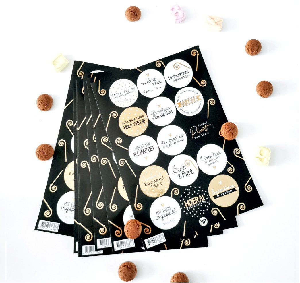 A5 stickervel (15 stickers) Sinterklaas goudfolie