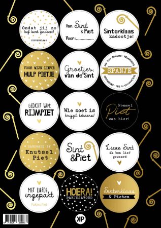 A5 stickervel (15 stickers) Sinterklaas goudfolie