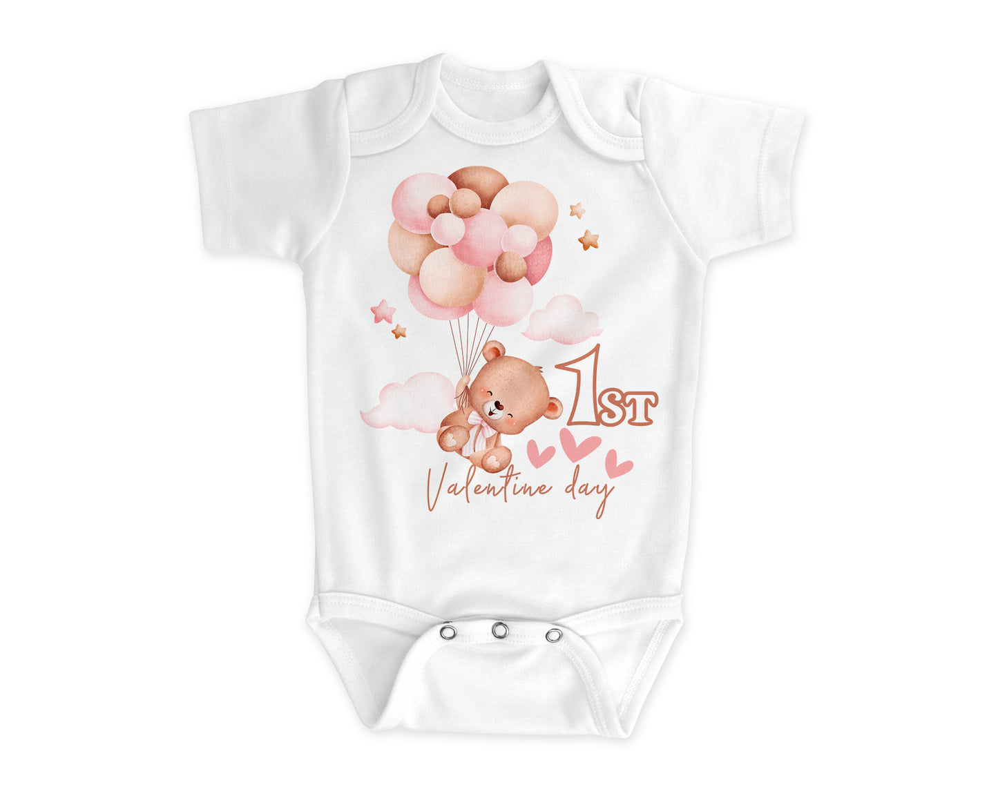 Romper First Valentine's Day Bear and Balloons