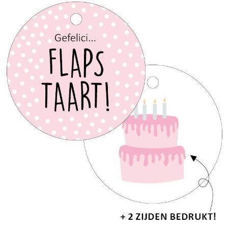 Cadeaulabel - Gefeliciflapstaart - D60mm