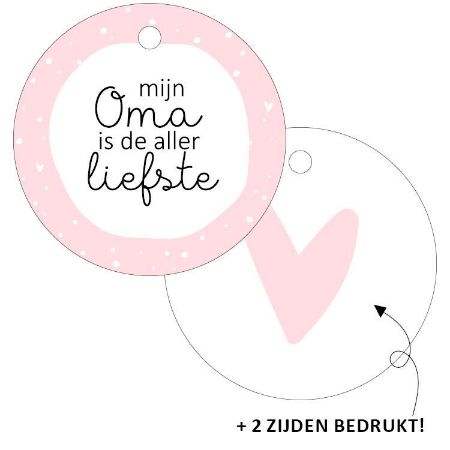 Cadeaulabel - Mijn oma is de allerliefste - D60mm