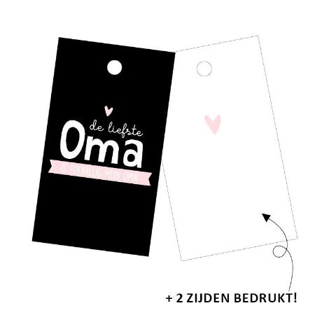 Cadeaulabel - De liefste oma is toevallig mijn oma - 40x70mm