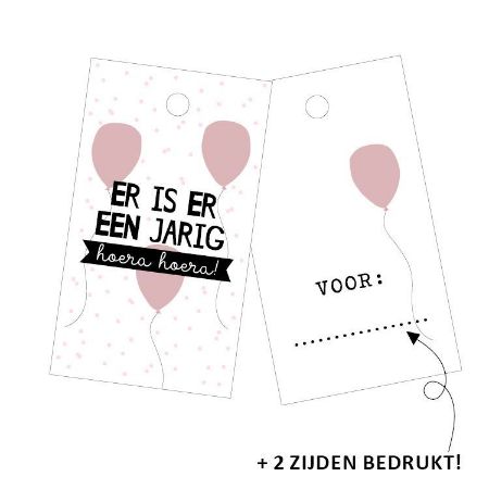 Cadeaulabel - Er is er een jarig hoera, hoera! - 40x70mm