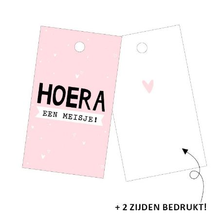 Cadeaulabel - Hoera een meisje - 40x70mm