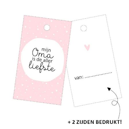 Cadeaulabel - Mijn oma is de allerliefste - 40x70mm
