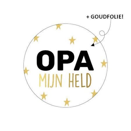 Wensetiket rond 40mm - Opa mijn held