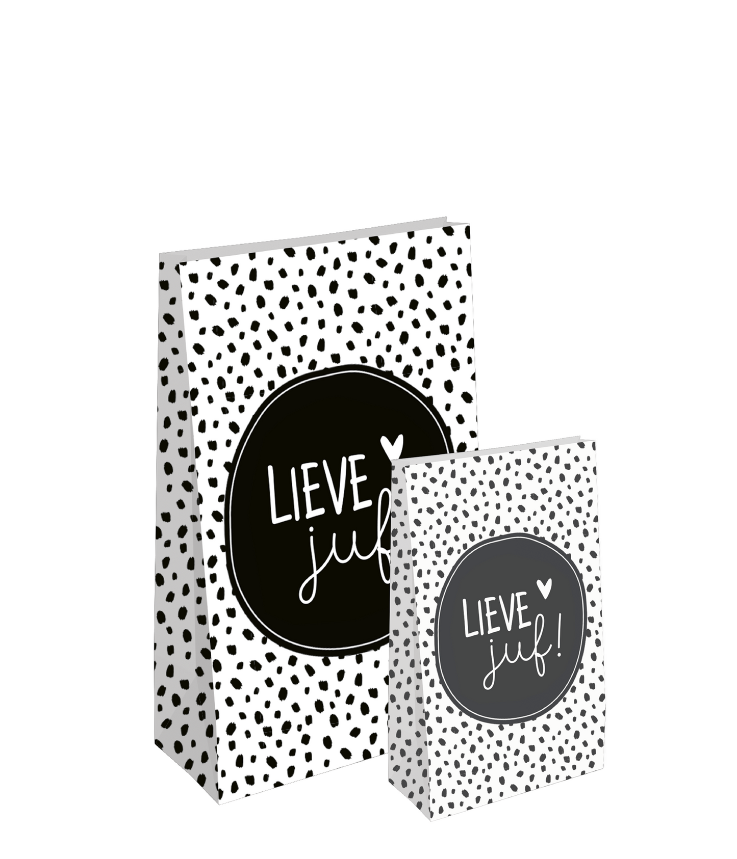 Kraft papieren zak | Lieve juf 14x8x26cm