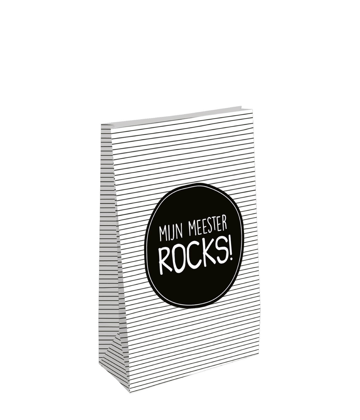 Kraft papieren zak | Mijn meester rocks 14x8x26cm