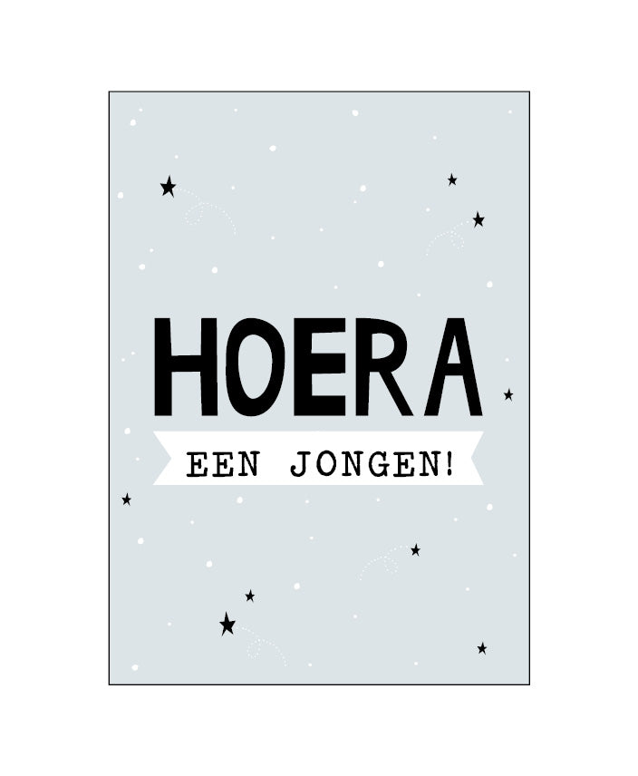 Wenskaart | Hoera een jongen MINT