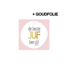 Cadeaulabel - De beste juf ben jij! - 60x60mm