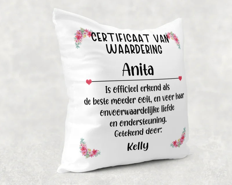 Kussen | Certificaat van waardering