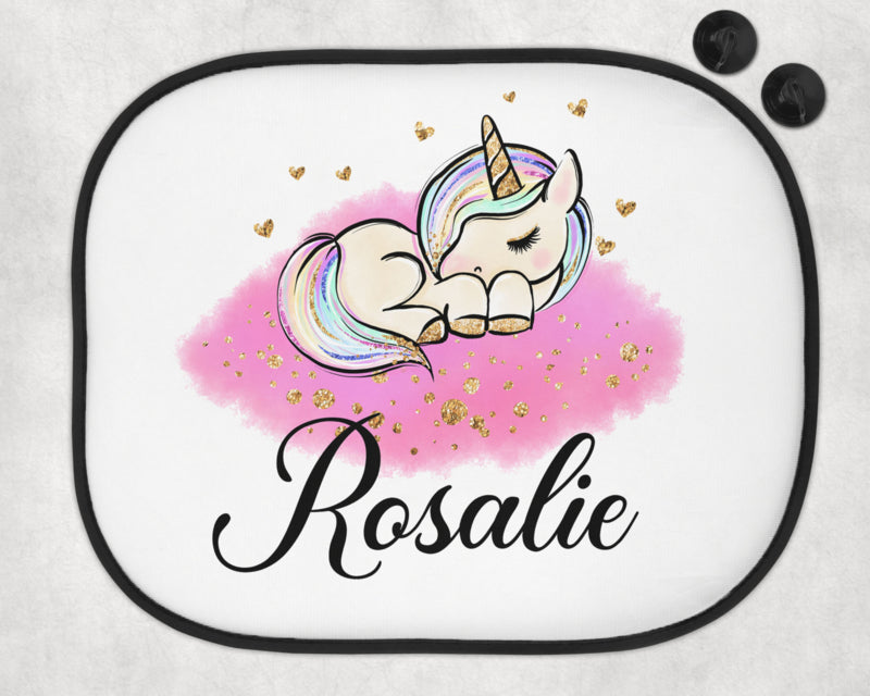 Auto Zonnescherm met naam | Unicorn op wolk