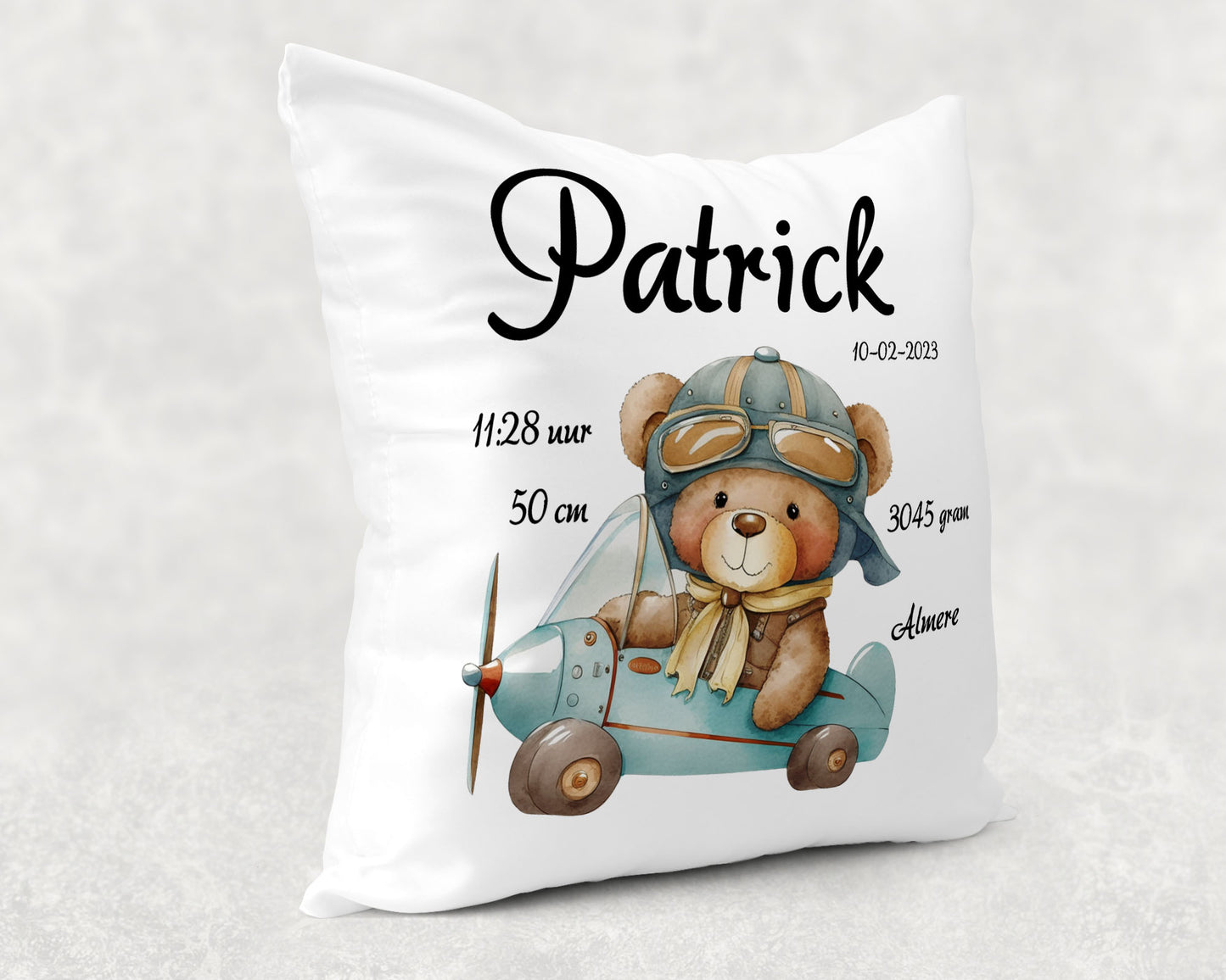 Geboortekussen | Piloot beertje