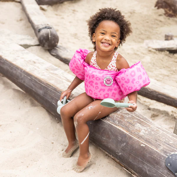 Puddle Jumper | Roze Panterprint 2-6 jaar