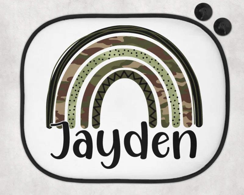 Auto Zonnescherm met naam | Rainbow camouflage