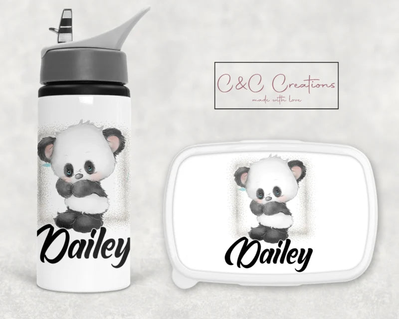 Broodtrommel en beker | Pandabeertje staand