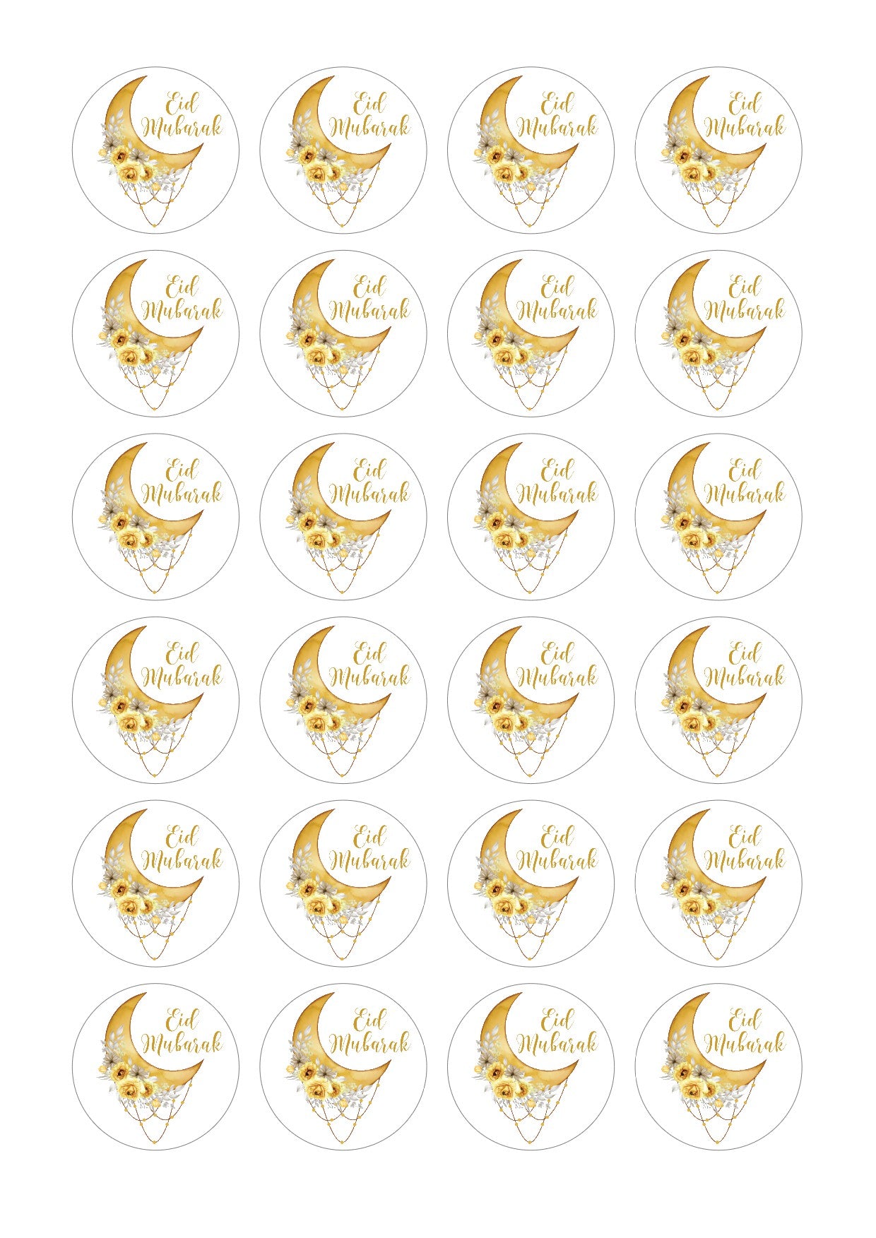 Stickers Eid Mubarak Flowers Gold