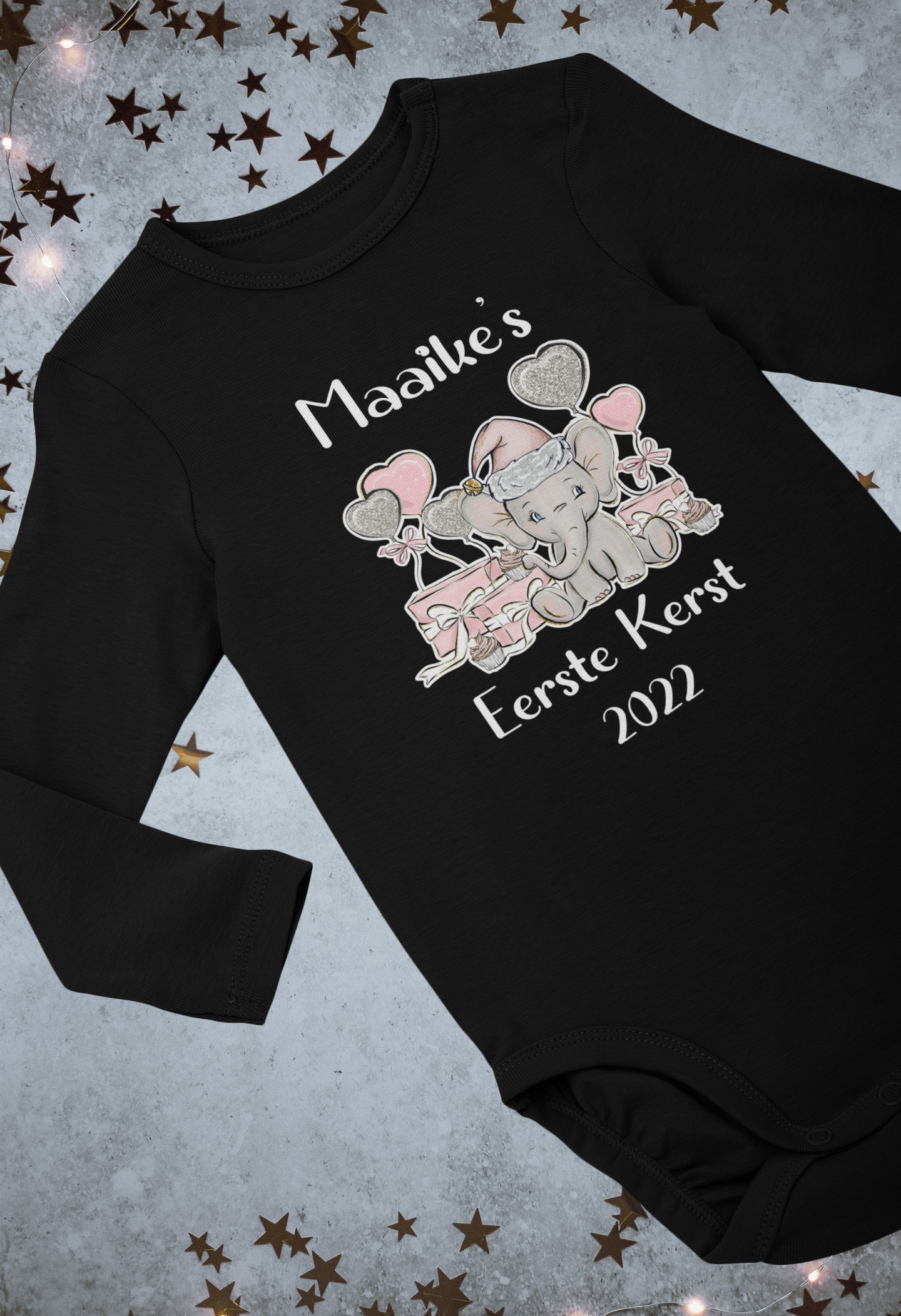 Romper eerste kerst | Olifantje roze