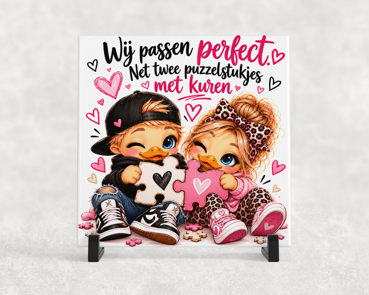 Tegeltje | Wij passen perfect – Net twee puzzelstukjes met kuren