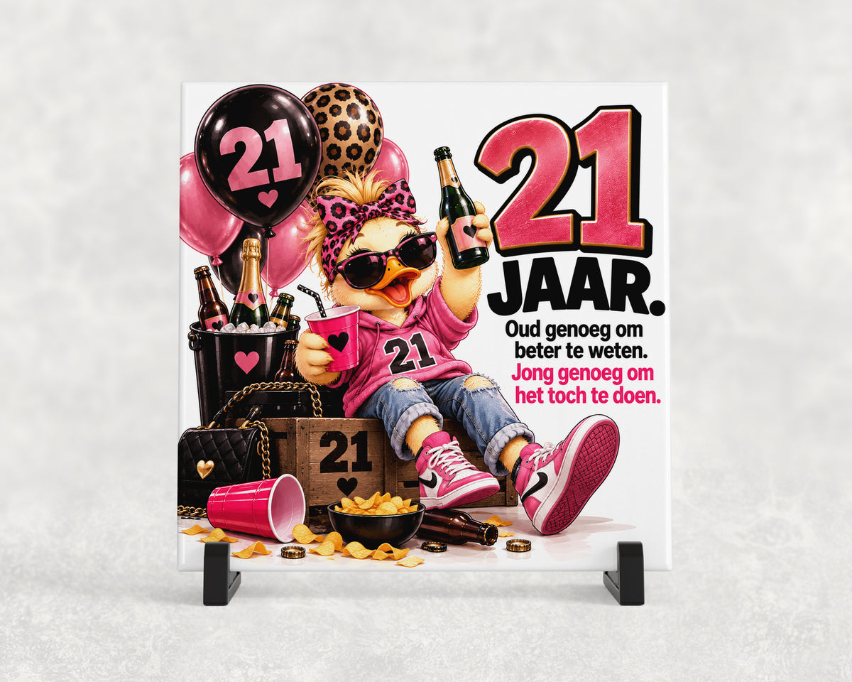 Tegeltje | 21 jaar – Feestbeest roze
