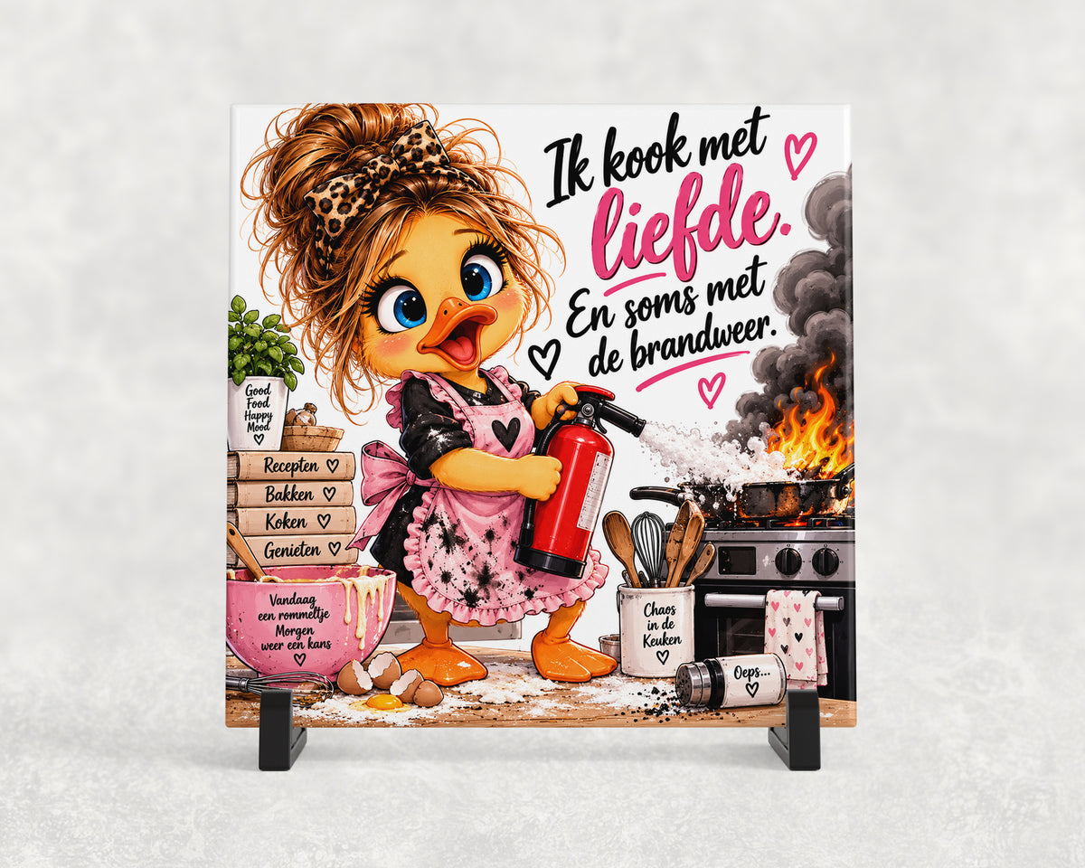 Tegeltje | Ik kook met liefde en soms met de brandweer