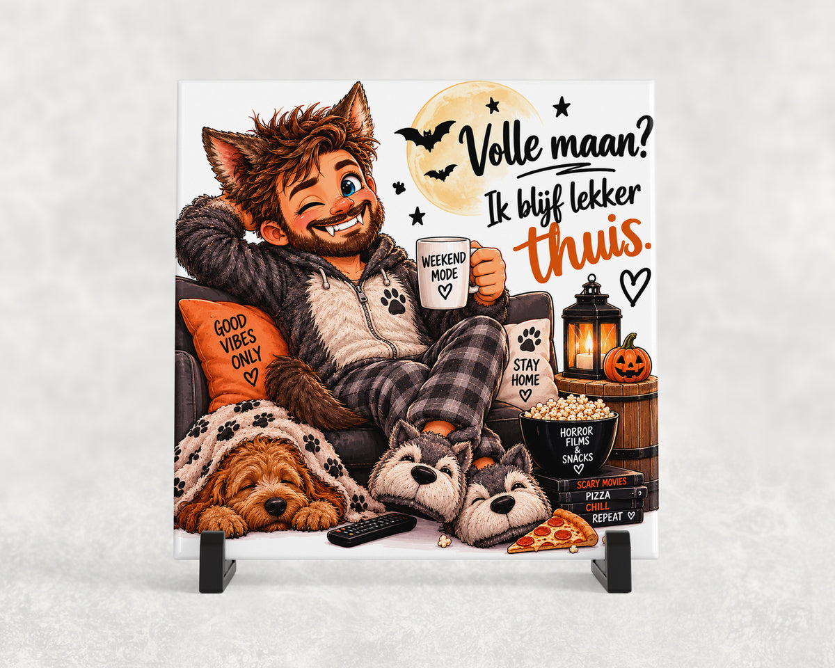 Tegeltje | Halloween – Volle maan? Ik blijf lekker thuis!