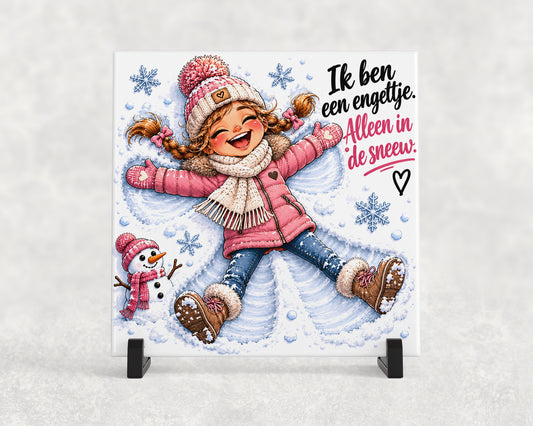 Tegeltje | Ik ben een engeltje, alleen in de sneeuw