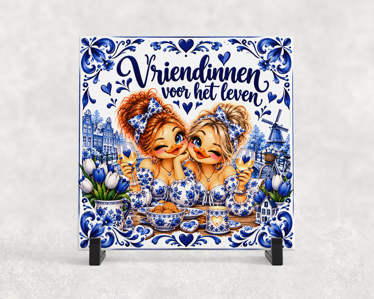 Tegeltje | Vriendinnen voor het leven delfsblauw