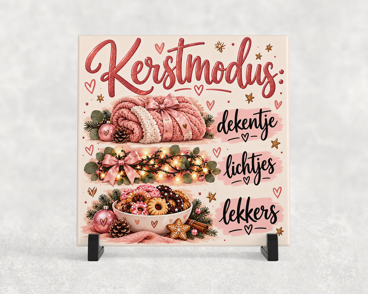 Tegeltje | Kerstmodus – Dekentje, Lichtjes & Lekkers