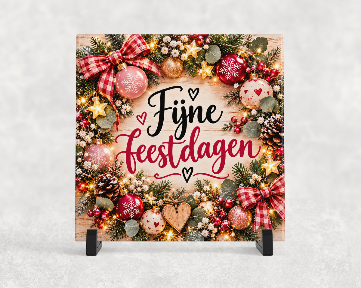 Tegeltje | Fijne Feestdagen – Kerstkrans
