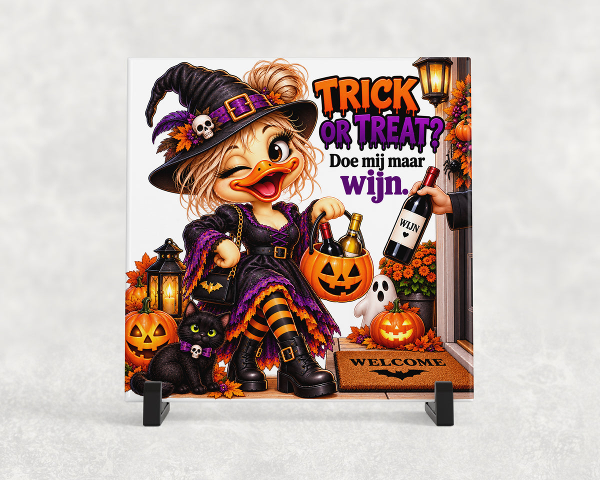 Tegeltje | Trick or Treat? Doe mij maar wijn