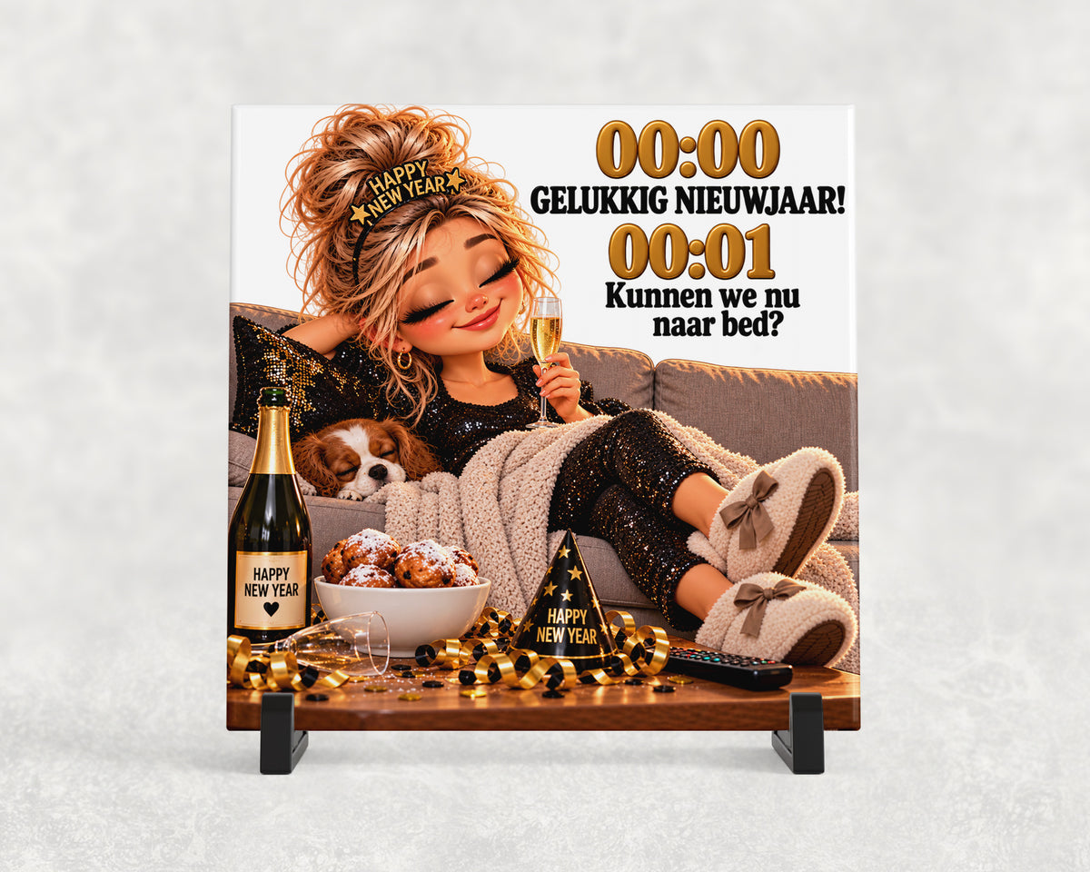 Tegeltje | Gelukkig Nieuwjaar – Kunnen we nu naar bed?