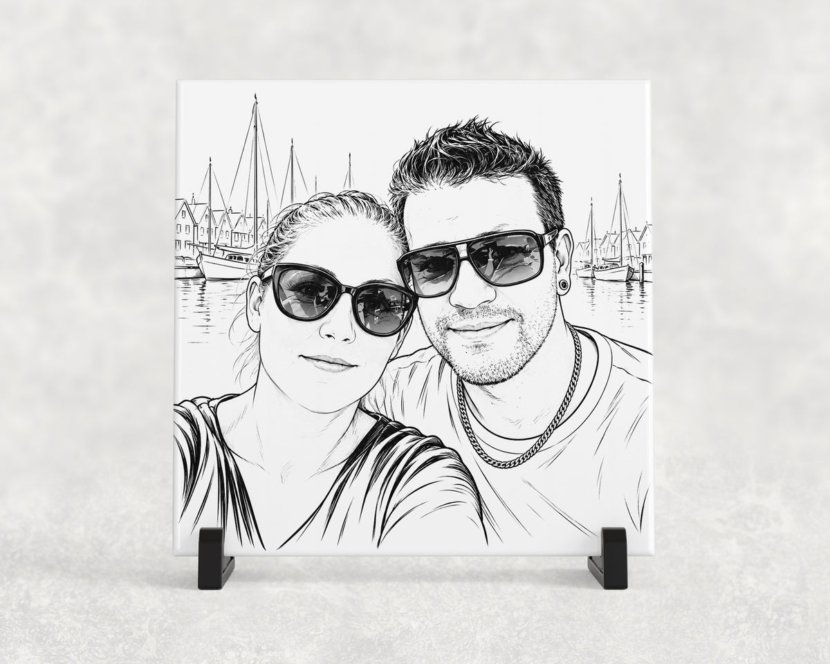 Tegeltje | Jouw foto als lijntekening
