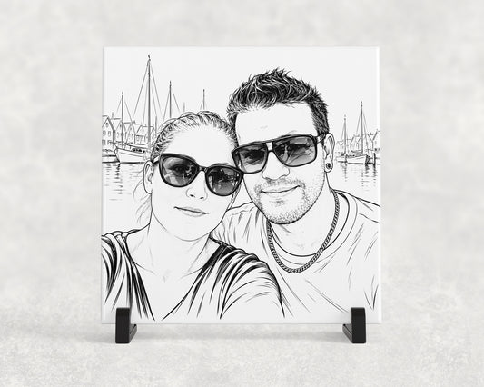 Tegeltje | Jouw foto als lijntekening