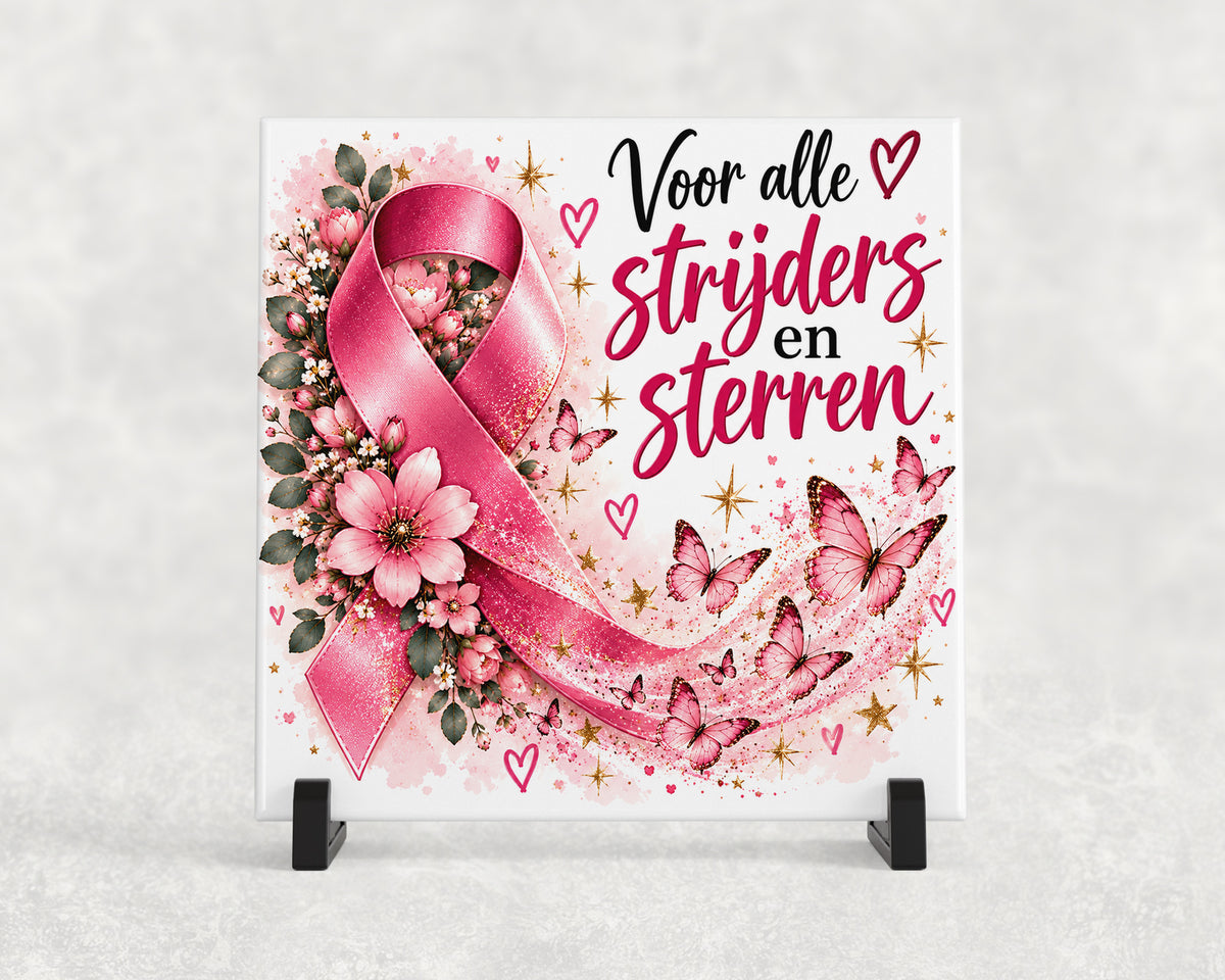 Tegeltje | Voor Alle Strijders en Sterren – Pink Ribbon