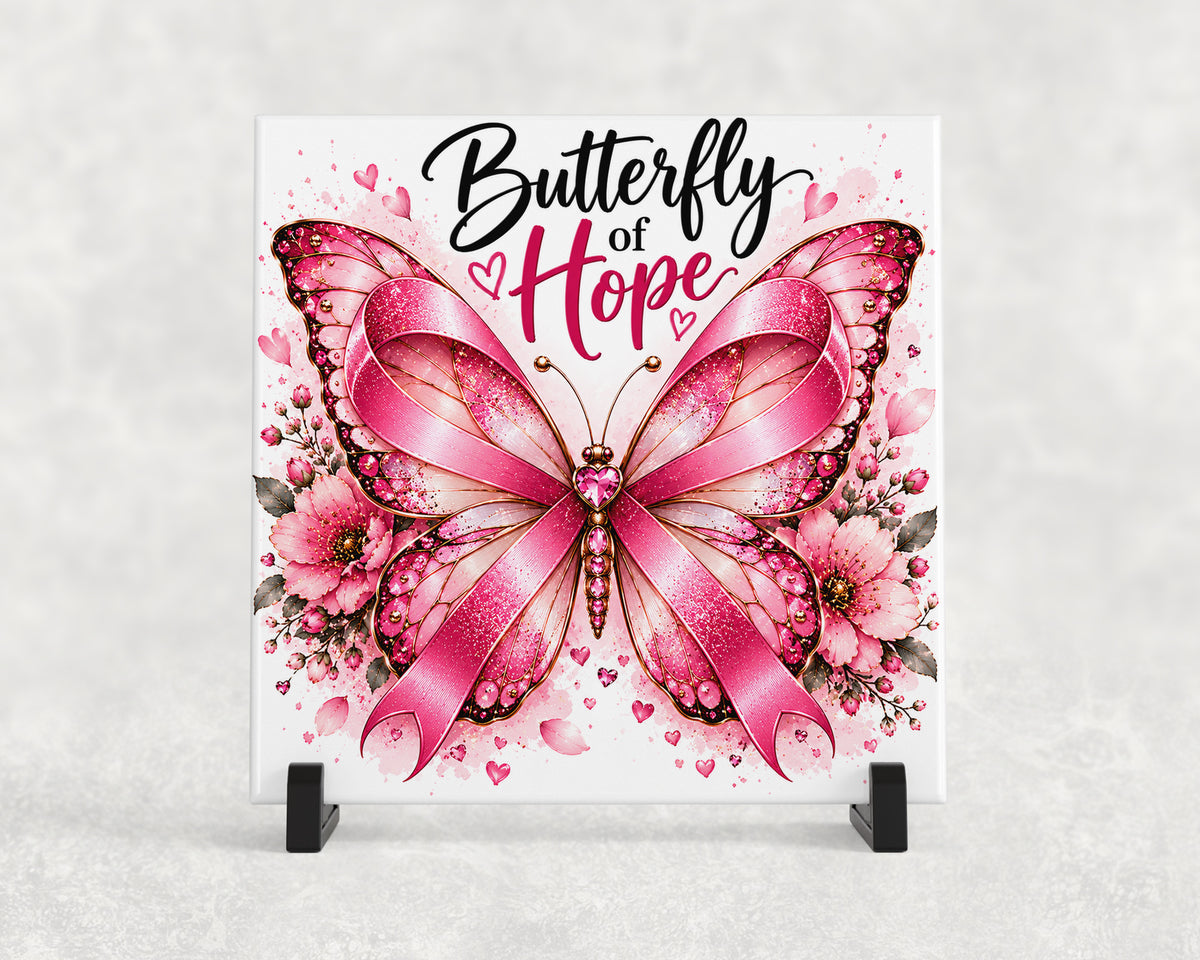 Tegeltje | Butterfly of Hope – Roze Vlinder