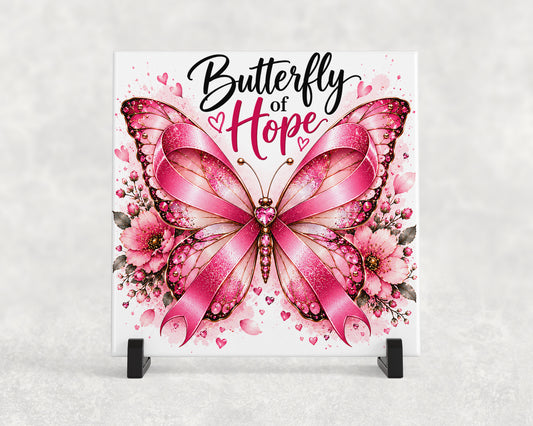 Tegeltje | Butterfly of Hope – Roze Vlinder