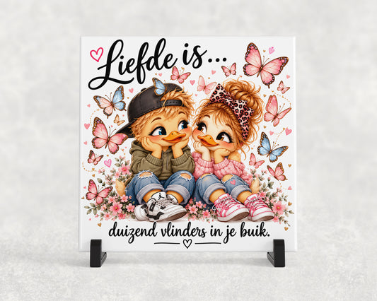 Tegeltje | Liefde Is... Duizend Vlinders in Je Buik