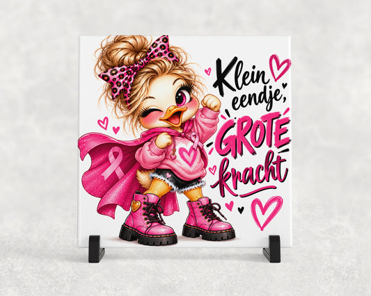 Tegeltje | Klein Eendje, Grote Kracht – Pink Ribbon