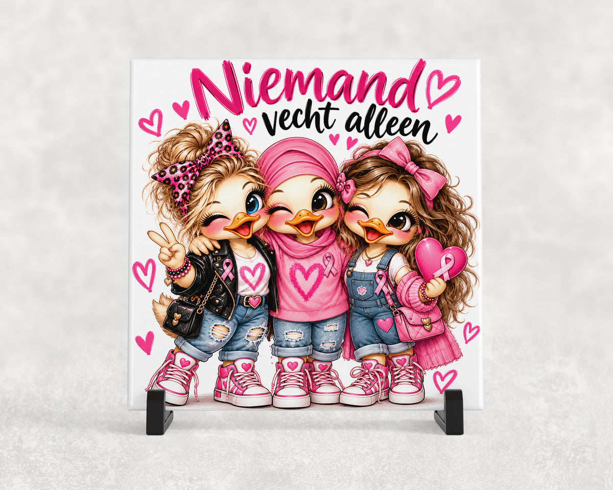 Tegeltje | Niemand Vecht Alleen – Pink Ribbon
