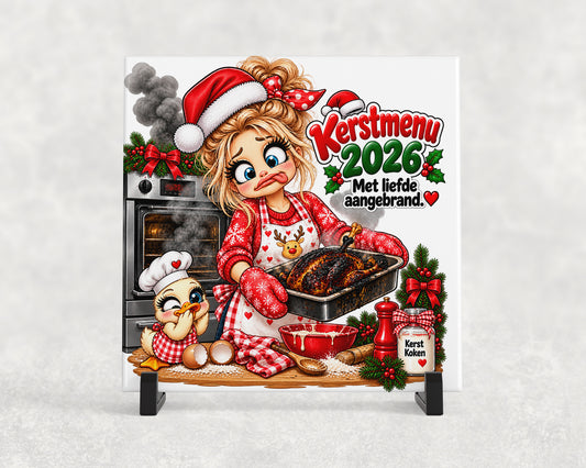 Tegeltje | Kerstmenu 2026 – Met liefde aangebrand