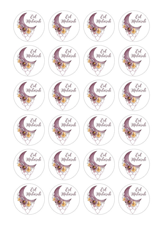 Stickers Eid Mubarak Flowers Purple
