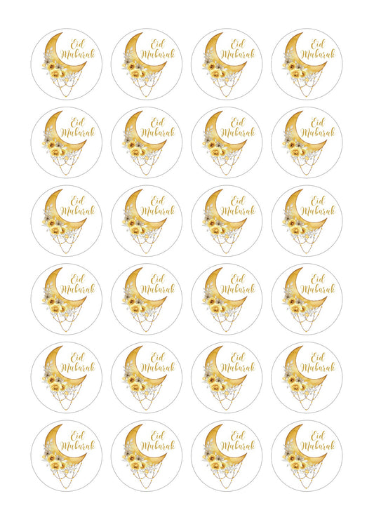 Stickers Eid Mubarak Flowers Gold